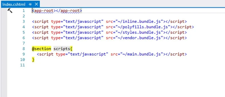 Index.cshtml file changes