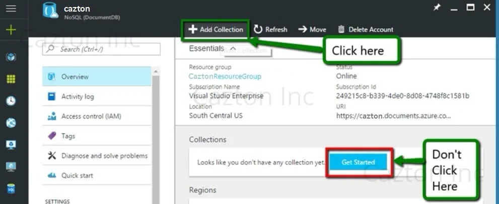 Cosmos DB Add Collections