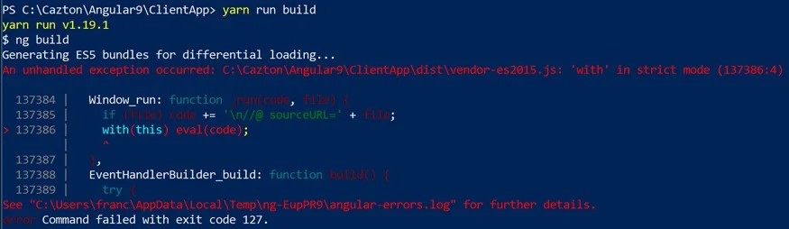 Angular 9 Migration error